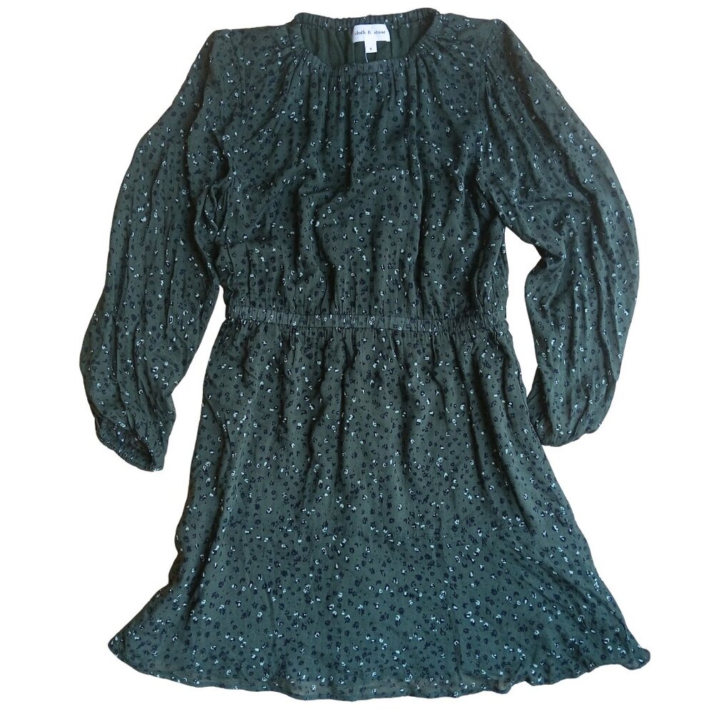 Anthropologie Cloth And Stone Rayon Floral Knee Length Long Sleeve Dress